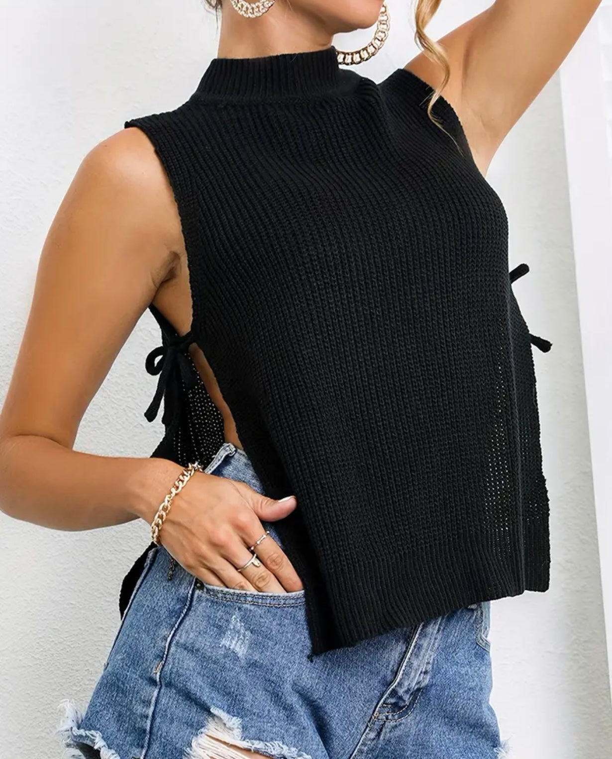 Split Tie Sweater Vest