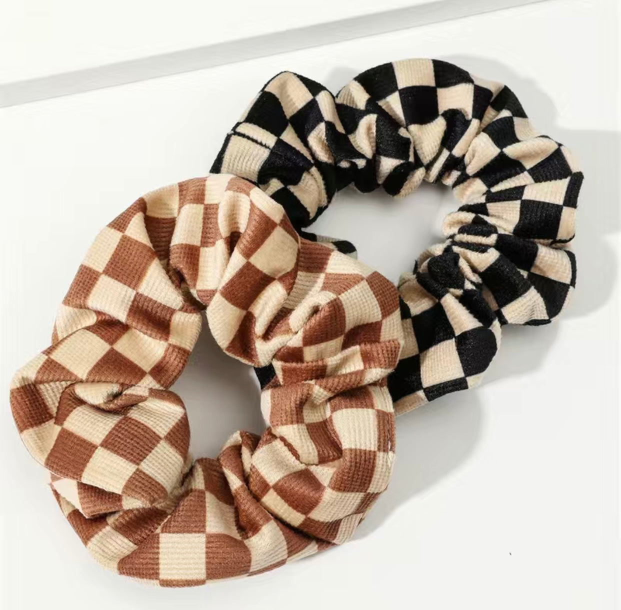 Checkered Hair Scrunchies 2 Pack